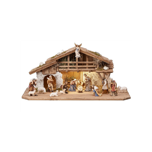 Kostner Nativity Set 17 pieces in Alpine Stable