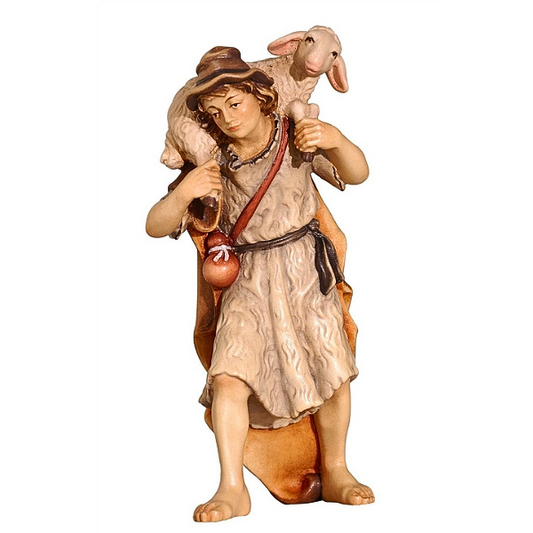 Kostner krippe_Hirtin mit Rueckenschaf_color