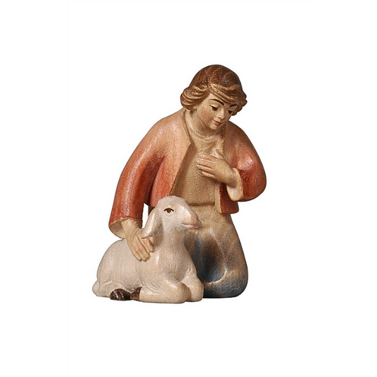 Pema Krippe_geschnitzt_Hirtenbub kniend_color