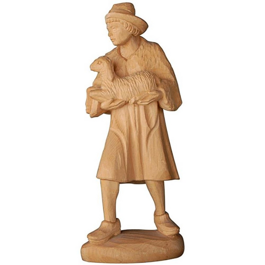 ZirbenKrippe_handgeschnitzt_Hirte mit Lamm