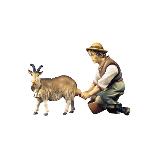 hirt mit ziege hirtenkrippe holzgeschnitzt color