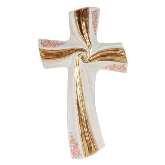 Ornate crucifix hand-painted with genuine gold